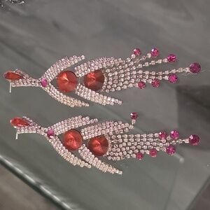 Vintage Reds & Pinks Crystal Chandler Earrings